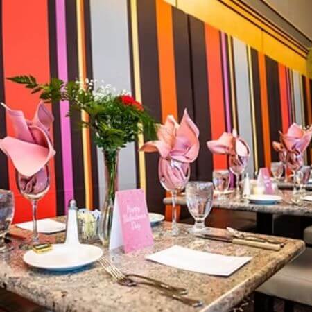 The tables are set at Eugenia's for valentines day