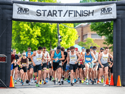 Runners take off from the start line at Wabash Run the River.