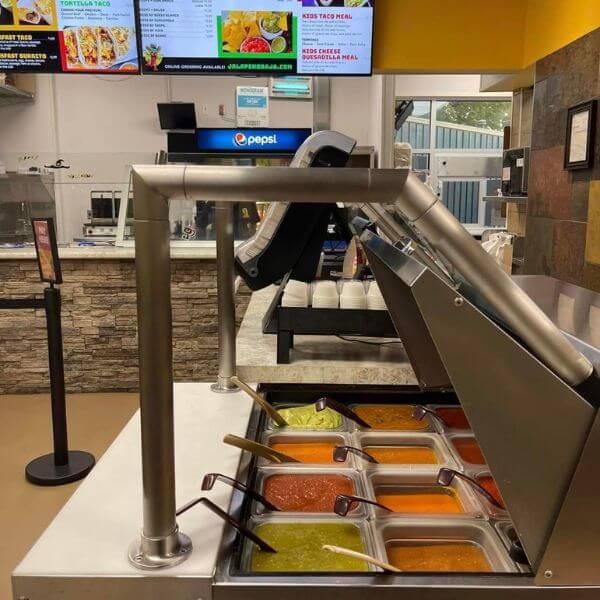 Salsa bar at Jalapeño Baja